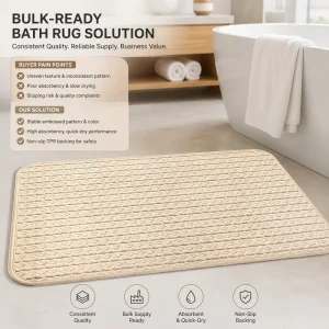 Embossed Jacquard Bath Rug Non Slip Absorbent Quick Dry Microfiber Eco Friendly Home Bathroom Mat Ecommerce Bulk Supply