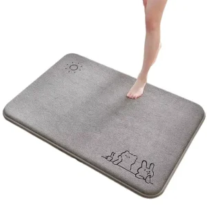 Embossed Memory Foam Bath Mat Decorative Striped Bathroom Floor Rug