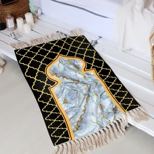 Embossed Modern Square Polyester Washable Islamic Prayer Rug Mat for Home Camping Use