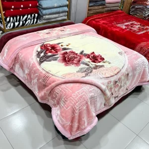 Embossed Solid Reversible Fleece Oversized Heavy Korean Style Mink 2 Ply Rich Printed Flannel Throw Raschel Blanket