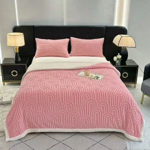 Embossed Taffeta Fleece Throw Blanket Double sided Sherpa Bed Cover Geometric Pattern Custom American Four Seasons Home Sofa Nap