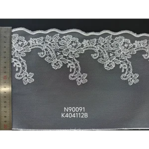 Embroidered 100% Polyester Mesh Fabric Narrow Stripe Sheer Knitted Textile Apparel Dressmaking Girls Home Textile
