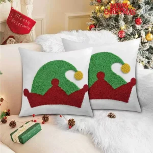 Embroidered Christmas Throw Pillow Set for Living Room Sofa Headboard Decorative Pad Set for Festive Atmosphere