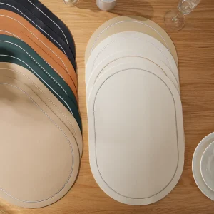 Embroidered Faux Leather Placemats for Dining Table Heat Resistant Waterproof Table Mats Anti Slip Place Mats