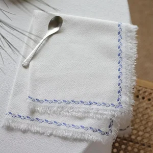Embroidered Handmade Cloth Napkins with Fringe Kitchen Dining Tabletop Decoration for Dinners Parties Weddings