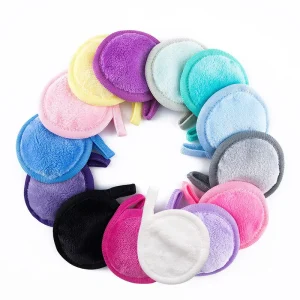 Embroidered Heart Shaped Makeup Remover Pads Solid Color Face Cleaning Bath Washcloths