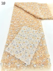 Embroidered Lace Fabric 100% Polyester Anti Pill Fashion Ladies Dress Tablecloth Light Luxury Premium