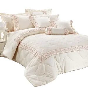 Embroidered Lace Woven Polyester Cotton Washable Eco Friendly All Season Comforters Home Bedding