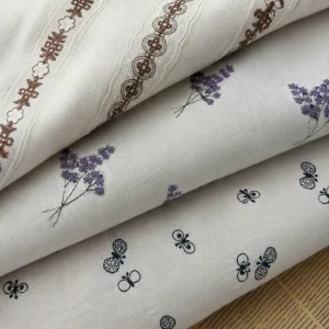 Embroidered Linen Rayon Fabric Custom Sustainable Textile for Fashion Dress and Shirt