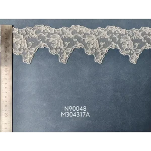 Embroidered Narrow Stripe Transparent Sheer Knitted Polyester Fabric Customizable Weight Dancewear Accessories