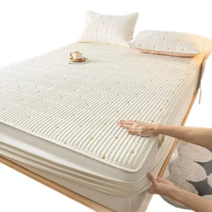 Embroidered Padded Fitted Sheet Mattress Cover Pillows Cushions Washable Bed Protector