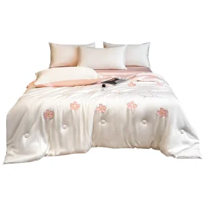 Embroidered Plant Cooling Breathable Eco-Friendly Durable Simple Polyester Bedding Set for Home Hotel Summer Use 10th Generation