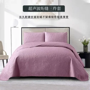 Embroidered Quilted Double Duvet In-stock Ultrasonic Bedspread Sheet Three-piece Set Suitable All Seasons Modern