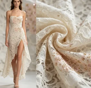 Embroidered Sequin Beads Woven Lace Fabric Wedding Dresses Middle Eastern Women’s Girls Clothing Made 100% Polyester African