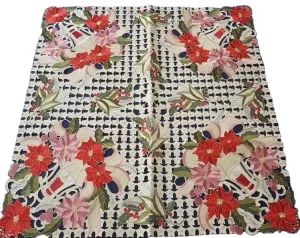 Embroidered Table Runner with Cutwork Satin Material