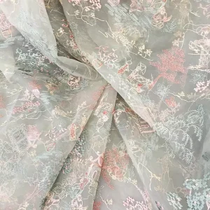 Embroidered Tulle Organza Fabric Laser Gradient Embroidery Lace Mesh Fabric for Wedding Dress Accessories Shirt Bag
