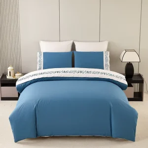 Embroidered Woven 100% Polyester Fibre All Season 4 Piece Duvet Cover Set Home