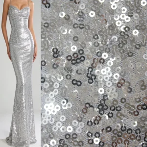 Embroidered Woven Elastic Mesh Sequin Fabric for Women Girls’ Wedding Dresses & Accessories for Wedding Banquet Party