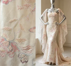 Embroidered Woven Velvet Fabric Shiny Beads Sequins Lace Spandex Polyester Heavyweight Home Textiles