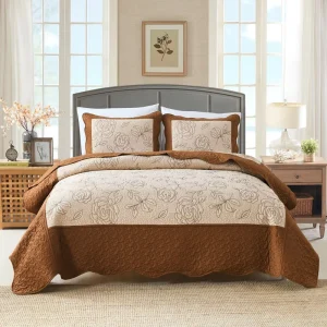 Embroidery Bedding Coverlets Inexpensive and Good Quality Microfiber Polyester 3pcs Bedspread Set
