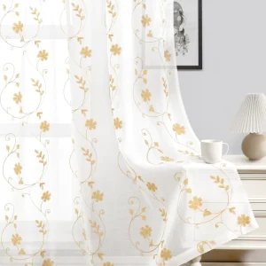 Embroidery Curtain Fabrics Linen Look Sheer Curtain Fabric Meters Roll Home Textiles