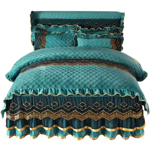 Embroidery Lace Bed Skirt Set king Size Luxury Bed Sheet Home Soft Comfortable Bedspread Bed Skirt for Hotel