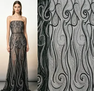 Embroidery Lace Fabric Gold Silver Art Deco Geometric Rhinestone Sequin Mesh Reinforced Stitch Luxury Fabric for Wedding Bridal