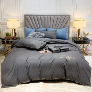 Embroidery Letter Quilt Cover Bed Linen Bedsheet Cotton Bedding King Size Bedsheets Set Duvet Sets for Beds King Cotton Single