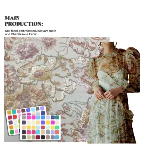 Embroidery Luxury High Quality 100% Polyester pink Floral Brand Embroidery Net Beaded Sequin Fabric for Dress