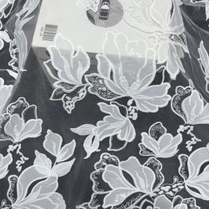 Embroidery Organza Fabric Water Soluble Lace White Lace Mesh Clothing Accessories Embroidery Fabric for Wedding Dress