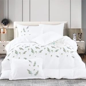 Embroidery Quilt Bed Sheet Queen King Size White Color Floral Bed Sheet Sets for Hotel