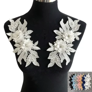 Embroidery Three-dimensional Lace Collar Hollow Imitation Pearl Cloth Sticker DIY Sticker Clothing Accessories