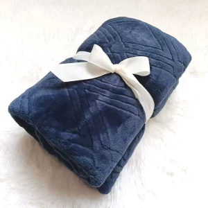 Embroidery Throw Fleece Bed Blanket Solid Color Jacquard Flannel Blanket Warm Winter Blanket