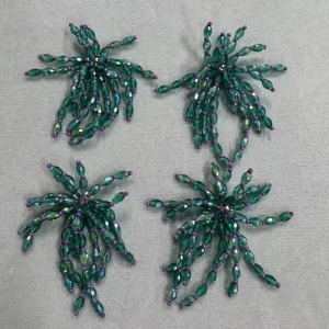 Emerald Green Sparkle Glass Crystal Beaded Tassel Fringe Patch Beads Tassel Trim Fringe for DIY Accessories