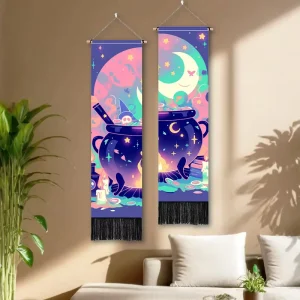 Enchanted Cookware Woven Tapestry Wiccan Sabbat Altar Cloth Bed Backdrop Witchcore Aesthetic Home Textile Cotton and linen