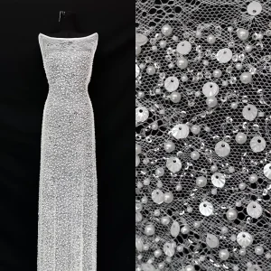 Encrypted Bead Tube Sequin Lace Mesh Fabric Wedding Dress Fabric Embroidery Lace