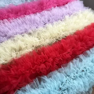 Encrypted New 3D Lace Organza Lace Trim Pleated Wave Mesh Fabric for Lolita Dress Clothing Accessories Decor
