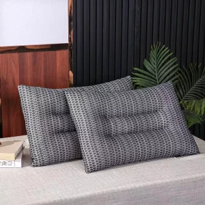 Ergonomic Bedding Pillow Grid Jacquard Bed Pillow Breathable Polyester Fiber Cervical Support Sleeping Pillow