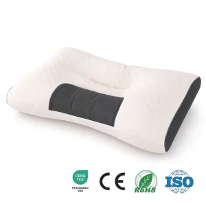 Ergonomic Cervical Contour Pillow Soft Fiber Filled Neck Support Breathable Cover for Side Back Sleepers Home Bed