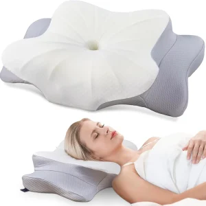 Ergonomic Contour Memory Foam Neck Support Pillow for Side Back Stomach Sleepers with Comfortable Pillowcase for Hotel Use