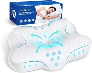 Ergonomic Cooling Orthopedic Memory Foam Pillow Marine Pattern Supports Neck Head Shoulders Relieves Pain for Comfortable Sleep