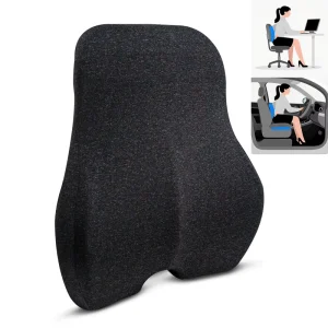 Ergonomic Memory Foam Lumbar Support Pillow Knitted Cushion for Car Office Chair Lower Back Pain Relief for Reading Bed Rest