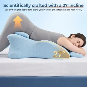 Ergonomic Memory Foam Wedge Pillow with 27 Incline Detachable Neck Roll Butt Support Anti Snore Couple Pillow