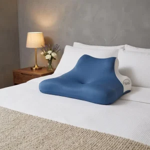 Ergonomic Neck Decompression Pillow for Bed Reading with Memory Foam Support Removable Washable Cover Travel Friendly Design