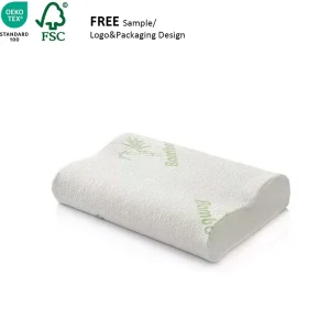 Ergonomic Neck Pillow Bed Sleeping Customizable Contour Standard Queen King Size Cervical Bamboo Fiber Memory Foam Antibacterial
