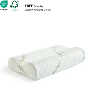 Ergonomic Neck Pillow Bed Sleeping Customizable Contour Standard Queen King Size Cervical Bamboo Fiber Memory Foam Antibacterial