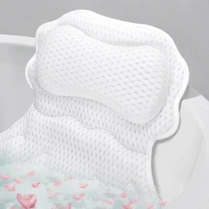 Ergonomic PVC Bath Mat with 4D Breathable Air Mesh Soft Neck and Back Support for Spa Tub or Bathroom Use