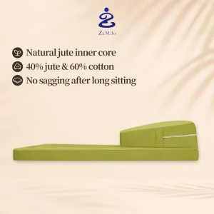 Ergonomic Portable Crescent Zafu Pillow Mat with Natural Hemp Cotton with Non Sagging Posture Support