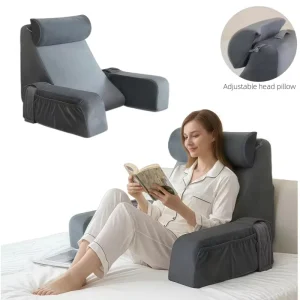 Ergonomic Reading Pillow with Armrests Wedge Shape for Back Support Comfortable Bed Sofa Chair Office Use and Relaxation