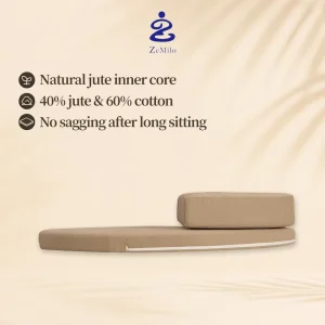 Ergonomic Round Circular Yoga Meditation Pillow Cushion with Breathable Linen Cotton with 15 Degree Incline Slope